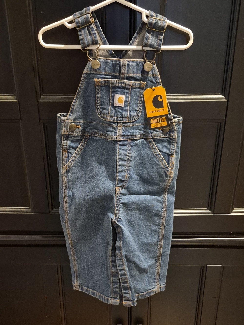 Carhartt Denim Overalls in Blue with Tan Stitching